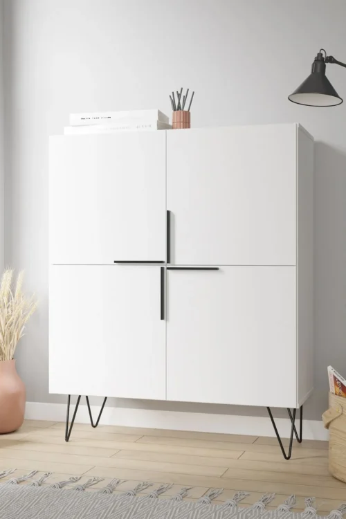 Scandinavian Design White Storage Cabinet